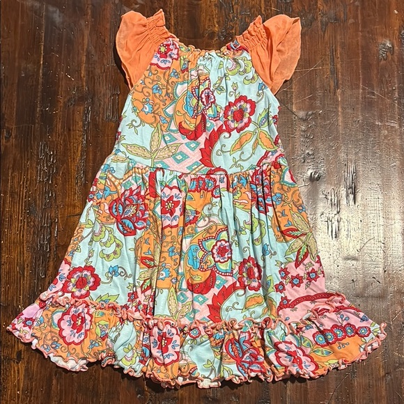 BABY NAY GIRLS DRESS DRESSES SUMMER CASUAL FLORAL PINK FALL RED ORANGE SIZE 4T - Picture 2 of 3